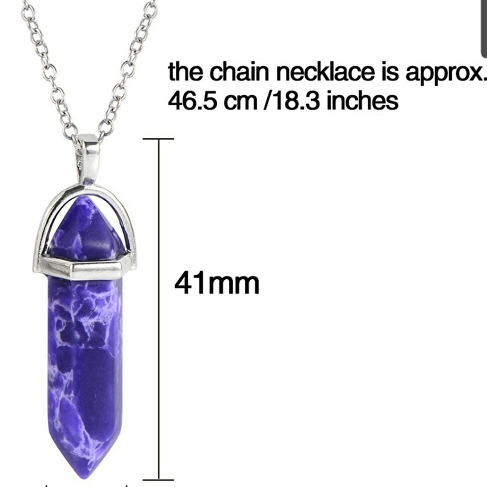 🌷Chakra crystal gemstone pendant necklace - silver - Picture 1 of 10